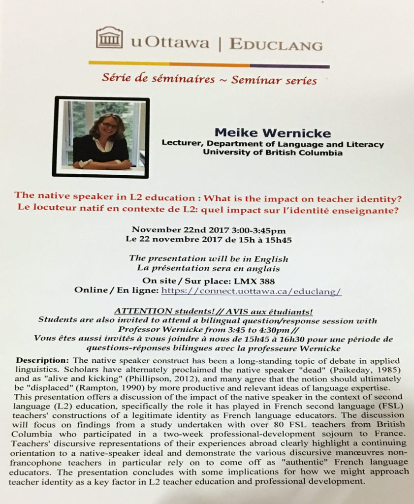 Affiche du séminaire avec Meike Wernicke